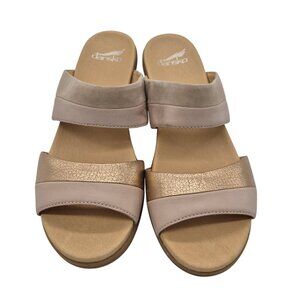 Dansko Theresa Gold Beige Leather Strappy Heeled Sandals Size 37 US 7 (169)